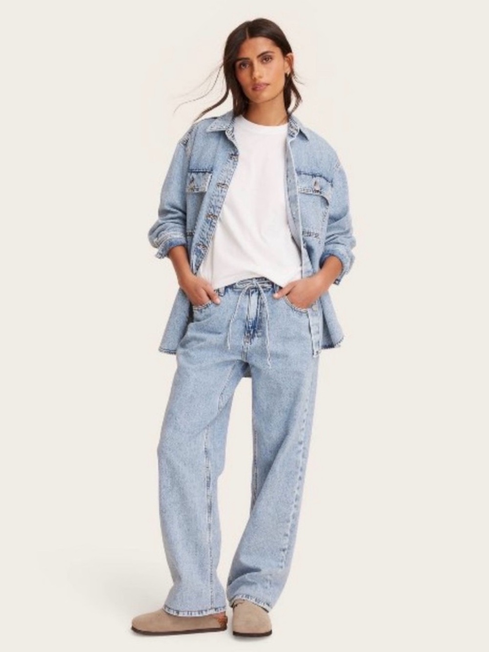 Parke Target Tie waist Light Blue Wide Leg Jeans